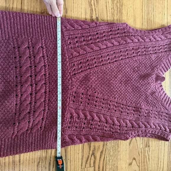 Free People Knit Mini Sweater Dress — Size Small • Cable Knit • Berry Wine - Picture 9 of 9